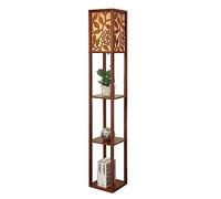 Lámparas Altas de pie lámpara de Madera USB con estantes Tallado Vintage Lámpara de lámpara PVC Lámparas de lámpara para la Sala de Estar Ligera de Lectura del Dormitorio