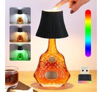 Lamparas Botellas Wireless Bottle Lamp Lámpara de Mesa LED Recargable Inalámbrica +Lampara USB, Regulable Lampara Recargable Portatil Control Táctil con 3 Modos Para Sala De Estar & Bares, Negro
