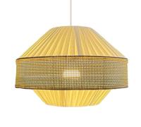 Lámparas colgantes de bambú con tela estilo boho, lámpara colgante de lino de bambú beige, diseño multicapa, luz hecha a mano para isla de cocina, casa de té, sala de estar, dormitorio, restaurante
