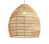 Lámparas colgantes de ratán tejidas bohemias modernas, pantalla de lámpara de techo de 1 luz, iluminación de araña tejida de bambú vintage, decoración de mimbre costero retro de 15,7 pulgadas