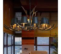 Lámparas Colgantes Retro de Resina con astas, lámpara de Mesa de Comedor, lámpara Colgante de Altura Ajustable, lámpara de araña para Restaurante con Base E14, lámpara de Techo rústica para