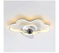 Lámparas con Protección Ocular para Ventilador de Techo, Ventilador de Techo Empotrado con Conversión de Frecuencia Silenciosa, Lámpara de Araña Led Creativa con Forma de Nube para Muebles/White