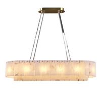 Lámparas de alabastro D23 pulgadas redondas para comedor, pequeña araña, luminaria para cocina, hall de entrada, pasillo (4-Gold-54in, L54in)