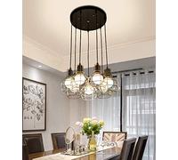 Lámparas de Araña, 7 Luces, Estilo Industrial Retro, Lámpara de Araña Larga, Moderna Escalera de Caracol, Edificio Complejo, Apartamento, Sala de Estar, Lámpara de Techo, Lámpara Colgante de Hierro Fo