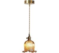 Lámparas de araña, Antique Flower Glass for Sink Modern Farmhouse Floral Nordic Small Chandelier(Amber)
