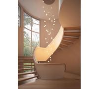 Lámparas de araña de Cristal Modernas para escaleras, compatibles con lámparas Colgantes de Bolas en Forma de Gota de Lluvia para techos Altos, Espiral de 36 Luces, para una Cena Familiar.