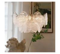 Lámparas de araña, French Minimalist Design LED Glass Chandelier Modern Pendant Lamp for Restaurant Living Room Bedroom Home Decor Lighting(400 three layers)