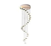 Lámparas de araña LED, Denfor High Ceiling Villa Stair Round Entrance Hanging During Suspension Lamps IN Spiral Staircase Loft, Lámparas de araña largas-Blanco 28 Cabezales Grifos domésticos