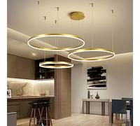 Lámparas De Araña LED Luz De Techo Restaurante Moderno 3 Vueltas Iluminación Colgante Puede Controlar A Distancia Para Ajustar Altura Suspensión Ajustar Sala De Estar Aluminio Redondo Acrílico ( Color