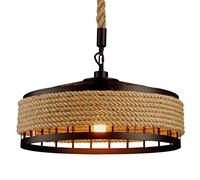 Lámparas De Araña Luces Colgante Vintage Cuerda De Cáñamo Candelabro Industrial Altura Ajustable De Metal Luz Pendiente Retro Redonda Iluminación Comedor Sala De Estar Cocina Café E27 Plafón,40cm