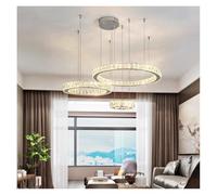 Lámparas de araña, Modern Crystal stair chandelier lights indoor lighting Ceiling lamp hanging light led Chandeliers for living room lightin(3 Rings 30 50 80,Dimmable)
