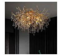 Lámparas de araña modernas de cristal para habitaciones, lámparas de araña con forma de rama de árbol dorada, lámpara de techo colgante de lujo para comedor contemporáneo (luz tricolor, diámetro 60 cm