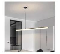 Lámparas de araña, Nordic Simple Long Strip LED Pendant Light Modern Linear Chandelier for Restaurant Bar Dining Table Home Indoor Ceiling Lamp(Black A 80CM,Cool)