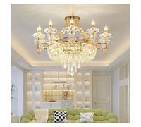 Lámparas de araña, Villa Chandelier European Candle Crystal Living Room Lamp Simple Luxury Zinc Alloy Duplex Building Lamps(Cold,10 Heads D82CM)