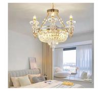 Lámparas de araña, Villa Chandelier European Candle Crystal Living Room Lamp Simple Luxury Zinc Alloy Duplex Building Lamps(Warm,6 Heads D66CM)