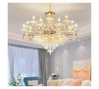 Lámparas de araña, Villa Chandelier European Candle Crystal Living Room Lamp Simple Luxury Zinc Alloy Duplex Building Lamps(Warm,15 Heads D92CM)
