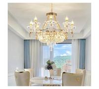 Lámparas de araña, Villa Chandelier European Candle Crystal Living Room Lamp Simple Luxury Zinc Alloy Duplex Building Lamps(Change,8 Heads D72CM)