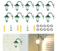 Lámparas de calle LED blancas para modelo de ferrocarril escala 1:87 10 unids iluminados postes de lámpara con cables para escenas de jardín