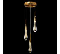Lámparas de cocina Lámpara colgante de oro moderna LED regulable en el techo Mini lámpara colgante de cristal en forma de lágrima para cocina, isla, dormitorio, pasillo, entrada (3 luces)
