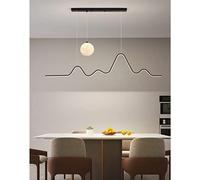 Lámparas de colgante Comedor Led Moderno 3D de Bola de Luna Lámpara de colgante, L150cm Negro luminaria de colgante de Sala de estar, Luz de Arañas Regulable 3000-6500K con control remoto
