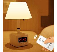 Lámparas de Mesa, Lámparas de Escritorio, Reloj Moderno con Control Remoto por Infrarrojos, Fuente de Luz Led con Carga Usb, Diseño de Ajuste de Brillo de Diez Velocidades, Apagado Automático con Tres