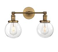 Lámparas de pared con pantalla de cristal de globo, 2 luces, apliques de pared, iluminación conmutada, lámparas de pared rústicas retro para interiores, para sala de estar, comedor, dormitorio, espejo