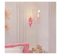 Lámparas de Pared de Cristal Rosa para Dormitorio de Princesas, luz de Noche cálida y romántica, decoración para Sala de Estar Infantil (luz Blanca, 1 luz)