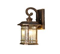 Lámparas de pared exteriores con pantalla de cristal, estilo retro, impermeables, con casquillo E27, resistentes al óxido, ideales para casas, patios, garajes, entradas y jardines (Bronceado A).
