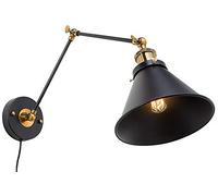 Lámparas de Pared Industriales Vintage Apliques de Pared de Metal Retro para Interiores Luz de Noche para Iluminación Lampe de Chevet para Sala de Estar Dormitorio Baño,Negro,with Plug