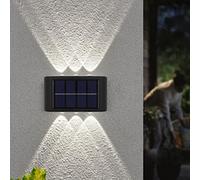 Lámparas de pared LED solares con 6 luces LED que se iluminan hacia arriba y hacia abajo, lámparas solares decorativas para uso en exteriores como decoración de patio, iluminación de patio trasero,