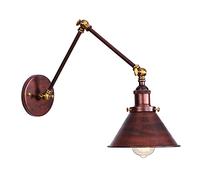 Lámparas de pared, luces de pared de metal con brazo oscilante, apliques de pared industriales vintage ajustables cableados para la cabecera del dormitorio (20 + 20 cm),Red bronze brass