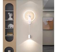 Lámparas de Pared Modernas, Apliques de Pared LED Minimalistas, Reloj de Pared Creativo con iluminación de 3 Colores, diseño de Reloj, iluminación de Pared Negra, decoración de Pared para Sala de EST