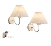 Lámparas de Pared Modernas Minimalistas inalámbricas Blancas, Juego de Dos, lámpara de Pared nórdica inalámbrica con Funcionamiento a batería, Pantalla de Tela Plisada, lámpara de Pared Recargable pa