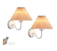 Lámparas de Pared Modernas Minimalistas inalámbricas Blancas, Juego de Dos, lámpara de Pared nórdica inalámbrica con Funcionamiento a batería, Pantalla de Tela Plisada, lámpara de Pared Recargable pa