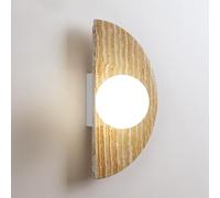 Lámparas de Pared para Dormitorio, Estilo japonés, con Forma de Media Luna semicircular, de travertino Amarillo con Pantalla de Cristal, Ideales para Dormitorio, Sala de Estar, Pas