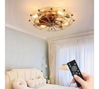 Lámparas de Pared, Ventilador de Techo Empotrado Derfil Bajo de 20'' con Luz, Control Remoto, sin Aspas, Estilo Industrial Rústico, Motor Reversible Silencioso, para Dormitorio, Sala de Estar, Cocina