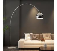 Lámparas de pie de arco de 70,9 pulgadas para sala de estar Lámpara de pie ajustable Lámpara de pie moderna con pantalla de campana cromada Lámpara de poste de lectura que cuida los ojos Luz plateada