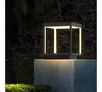 Lámparas de Pilar de jardín a Prueba de Agua al Aire Libre Linterna Externa Moderna Simple LED Columna de luz cálida Luces de Poste Luces de Poste de Camino de jardín de Aluminio de Metal,Bl