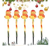 Lámparas de suelo con forma de muñeco de nieve - Lámparas solares de Navidad, 41 X 4 X 4 Cm, Sobre estaca de Navidad, 5 piezas de iluminación de ambiente LED impermeable, para jardín, césped, patio