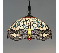 Lámparas de techo de 12 pulgadas, lámpara de techo LED de vidrieras regulables, E27, lámpara colgante retro moderna para dormitorio, sala de estar, pasillo, comedor, cocina, azul cielo interesting