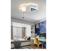 Lámparas de techo LED modernas regulables con control remoto para el hogar, habitación infantil, estudio, dormitorio, lámpara de araña LED con diseño de astronauta en nubes azules de dibujos animados,