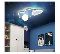 Lámparas de techo LED modernas regulables con control remoto para el hogar, habitación infantil, estudio, dormitorio, lámpara de araña LED con diseño de astronauta en nubes azules de dibujos animados,