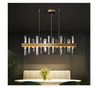 Lámparas de techo, luces colgantes, lámpara de cristal moderna compatible con comedor, lámpara de cocina rectangular dorada, decoración del hogar, iluminación interior, lujuria de cristal brillante