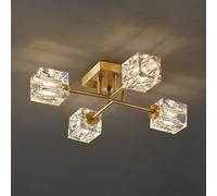 Lámparas de techo modernas de cristal, lámpara de techo semiempotrada de mediados de siglo, lámparas de araña Sputnik doradas, iluminación de techo para dormitorio, sala de estar, comedor, pasillo, co