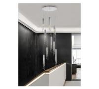 Lámparas de Techo Modernas de Cristal para Loft, para Pasillo, decoración de Pasillo, lámpara Colgante, lámparas Colgantes dúplex para Sala de Estar, lámparas largas (luz Blanca, 6 Luces) (luz cálida