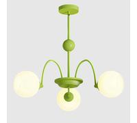 Lámparas de Techo Modernas de Mediados de Siglo 3- Lámpara Colgante Sputnik de Cristal lechoso con Forma de Globo, lámpara de araña nórdica Verde Vintage empotrada para Cocina y Comedor