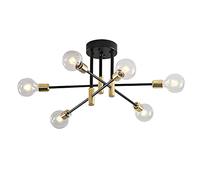 Lámparas de techo Sputnik modernas de oro Lámparas de techo semi empotradas Lámpara colgante Lámpara de salón de mediados de siglo para el dormitorio Sala de estar Comedor (6 Light)