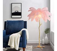 Lámparas estándar para sala de estar, lámparas de pie para sala de estar, lámpara de pie LED de plumas naturales de avestruz, muy adecuada para la sala de estar, dormitorio, llenará su habitación con