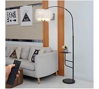 Lámparas estándar Sala de estar, lámpara de pie para casa, elegante lámpara de pie de plumas blancas con control remoto tiene una función telescópica La pantalla se puede ajustar hacia arriba y hacia