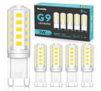 Lámparas LED G9 Blanco frío, 5W, 500LM, 6000K, Sustitución de lámpara halógena de 50W, Bombilla LED G9, No regulable, Sin parpadeo, Ángulo de haz de 360°, CA 220-240V, Bombilla de bajo consumo